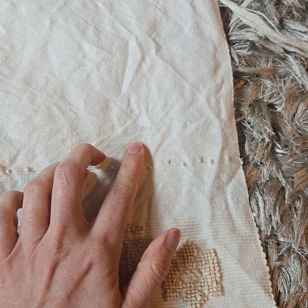 Cream Fringed Embroidered Throw Rug - Picture 8 of 10